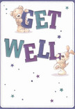 Cheerful and radiant, this get well card draws upon the warmth and optimism found throughout Kensal Green. Two delightful characters-a friendly teddy bear and an energetic puppy-appear to leap from the surface, lovingly interacting with the bold, colourful 'Get Well' message. Hues of indigo and teal in the letters echo the vibrant flower assortments seen along Kensal Green's bustling lanes, while the soft cream background amplifies their lively presence. Shimmering stars in blue and purple seem to twinkle with hope across the card, enriching the mood with playful energy. The illustrated bear and puppy feature expressive fur and inviting faces that evoke the comfort of a caring embrace, much like receiving a thoughtfully crafted bouquet from a local florist. This card offers not just a message but a visual comfort-perfect for extending kindness and a gentle wish of healing to family and friends across the Kensal Green community.